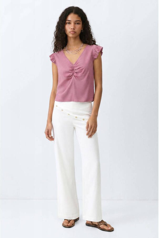 MANGO TEEN blousetop met ruches oudroze - Foto 2