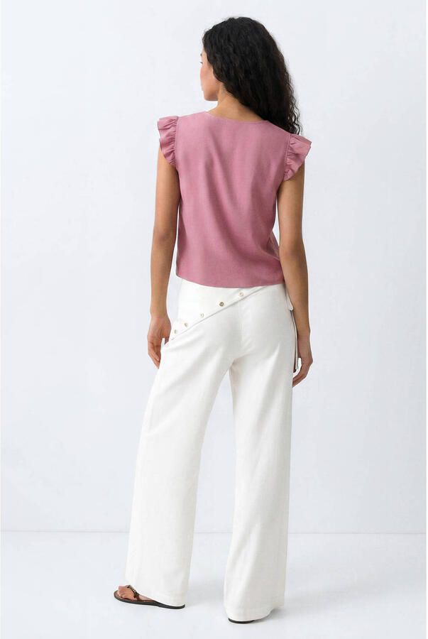 MANGO TEEN blousetop met ruches oudroze - Foto 3