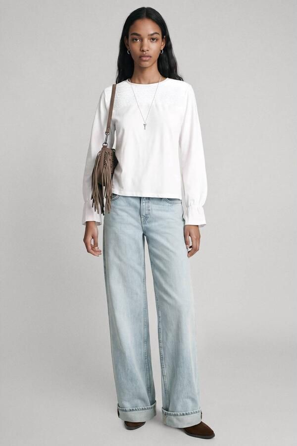 MANGO TEEN blousetop met smockwerk wit - Foto 2