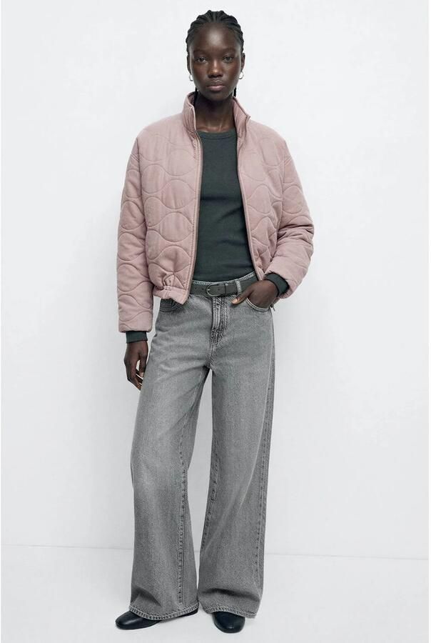 MANGO TEEN bomberjack roze Jas Meisjes Lyocell Opstaande kraag Effen maat 158(XS)