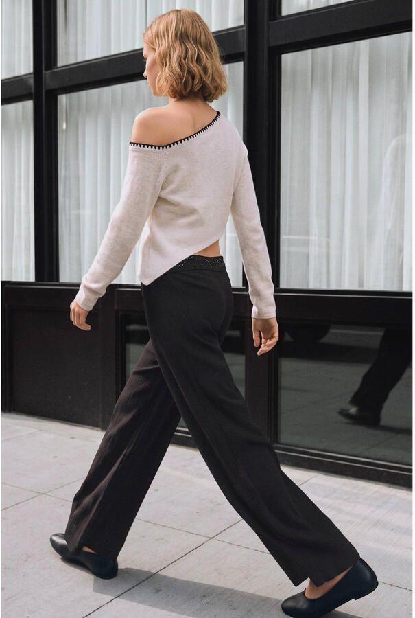 MANGO TEEN casual broek met strass-steentjes antraciet - Foto 2