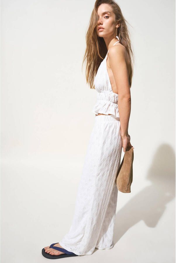 MANGO TEEN casual broek wit ajour - Foto 3