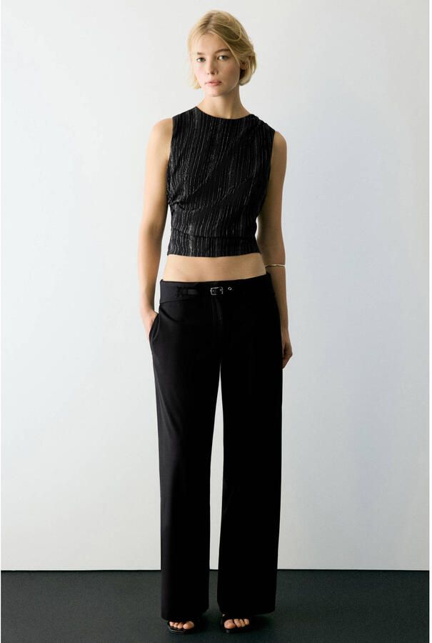 MANGO TEEN casual broek zwart