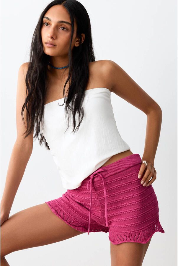 MANGO TEEN casual short gehaakt roze