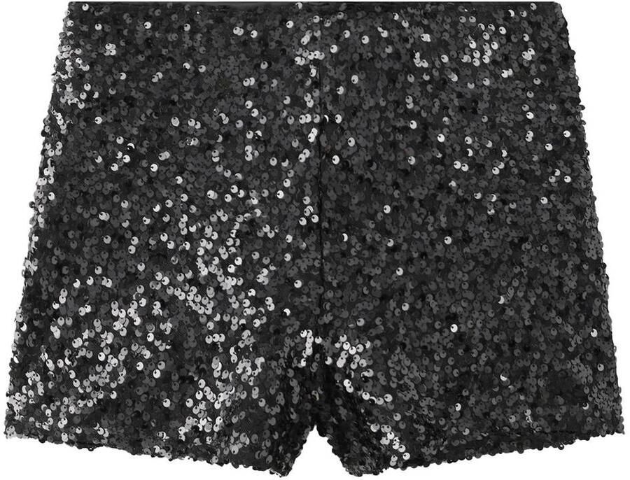 MANGO TEEN casual short met pailletten zwart Korte broek Meisjes Polyester maat 164(S)