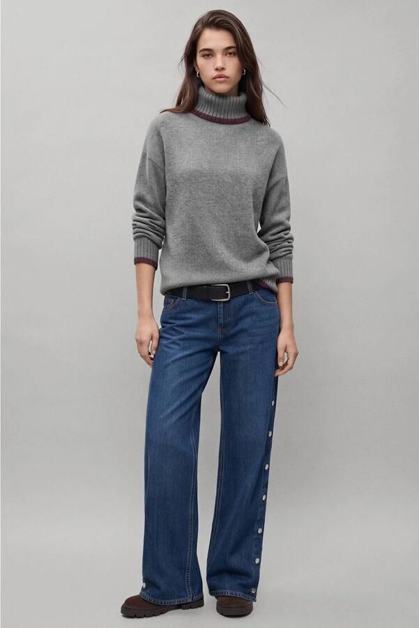 MANGO TEEN coltrui grijs Effen maat 152(XXS) | Trui van
