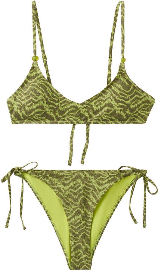 MANGO TEEN crop bikini zebraprint groen