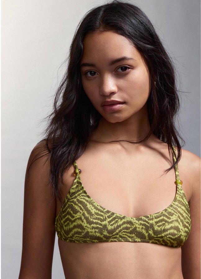 MANGO TEEN crop bikini zebraprint groen - Foto 2