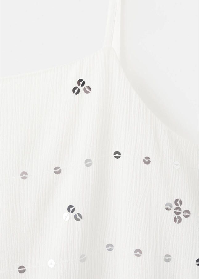 MANGO TEEN cropped spaghettitop met open rug en pailletten wit - Foto 3