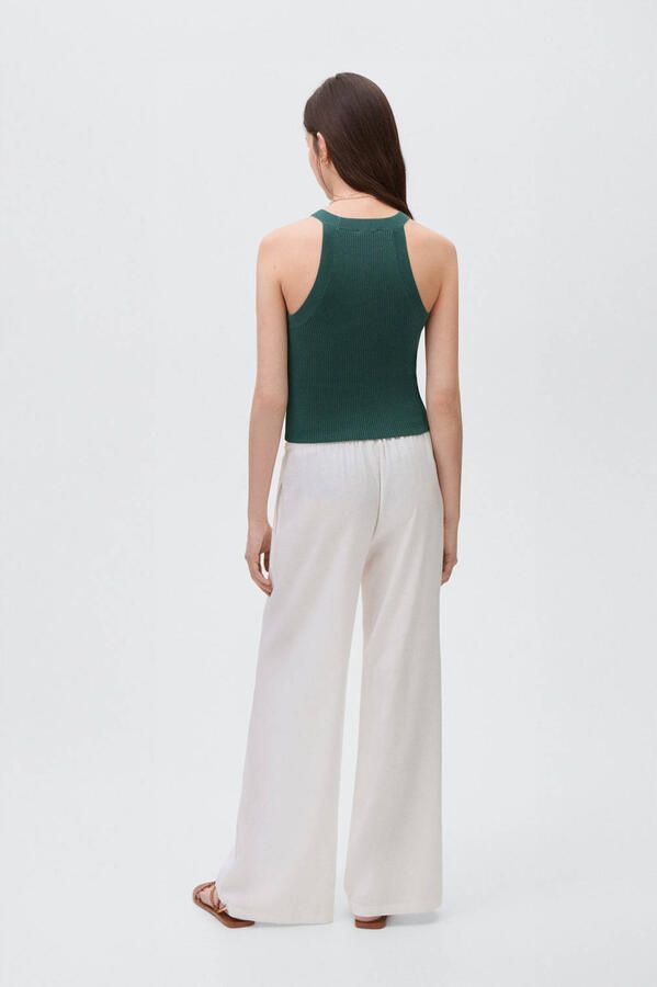 MANGO TEEN cropped top donkergroen rib gebreid - Foto 3
