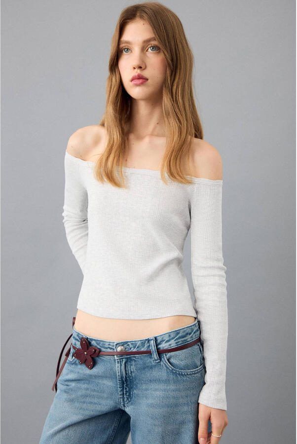 MANGO TEEN cropped top lichtgrijs - Foto 2