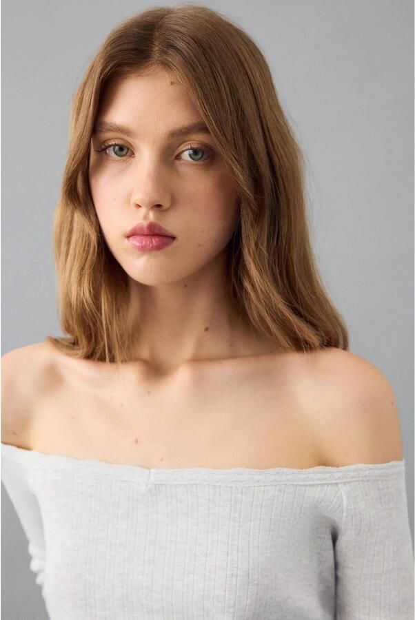 MANGO TEEN cropped top lichtgrijs - Foto 3