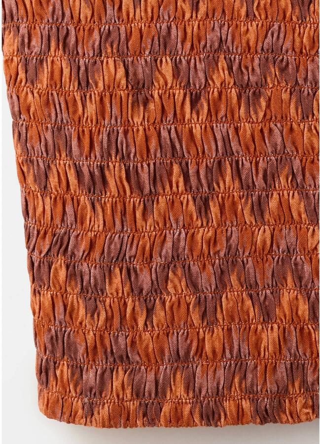 MANGO TEEN cropped top met smockwerk en print donkeroranje - Foto 2
