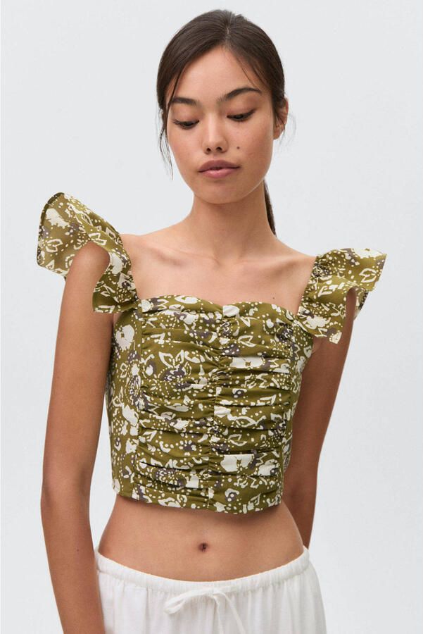 MANGO TEEN cropped top olijfgroen
