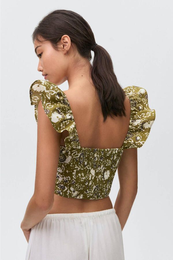 MANGO TEEN cropped top olijfgroen - Foto 3