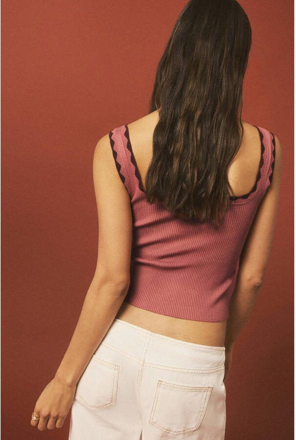 MANGO TEEN cropped top roze rib gebreid - Foto 2
