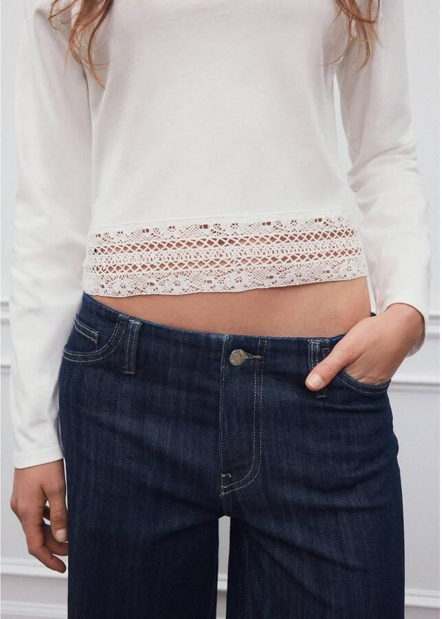 MANGO TEEN cropped top wit Meisjes Katoen Vierkante hals Effen maat 152(XXS) - Foto 2