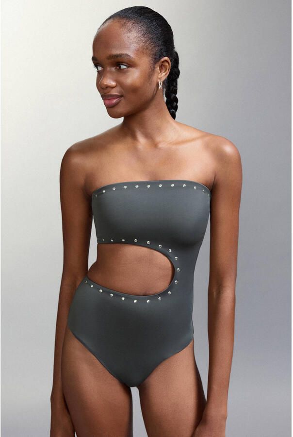 MANGO TEEN cut out badpak antraciet