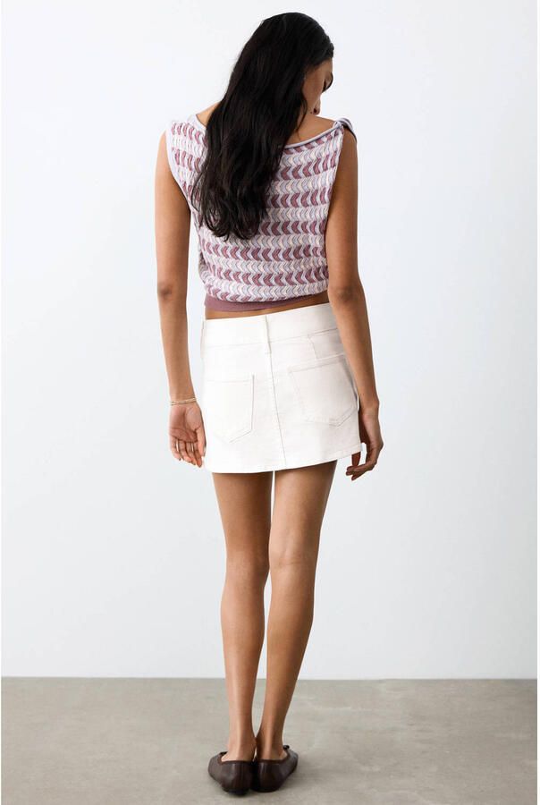 MANGO TEEN denim mini rok wit - Foto 3