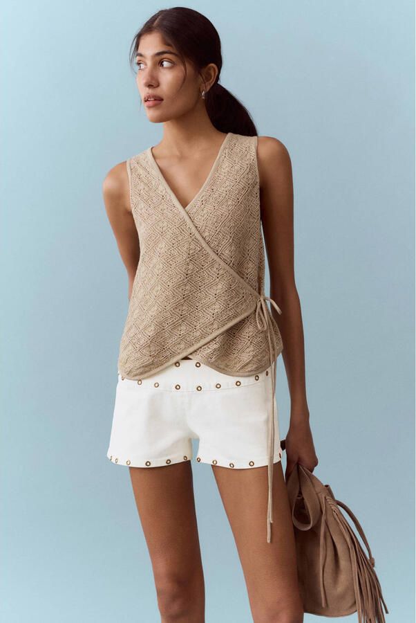 MANGO TEEN denim regular low waist short wit - Foto 3