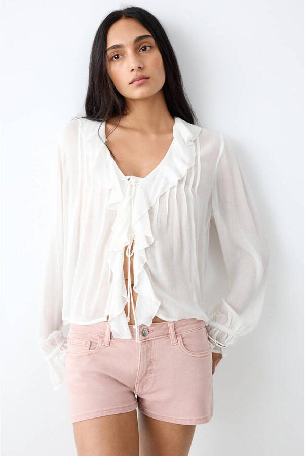 MANGO TEEN denim short lichtroze