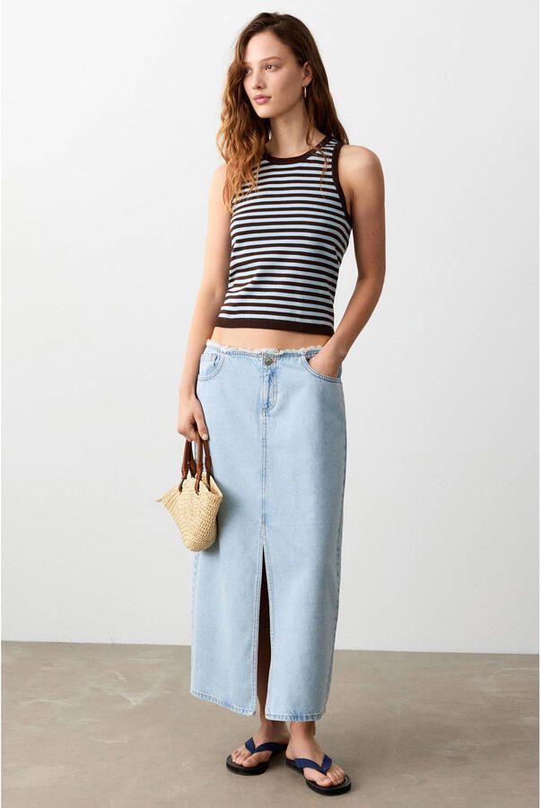 MANGO TEEN denim spijkerrok light blue denim