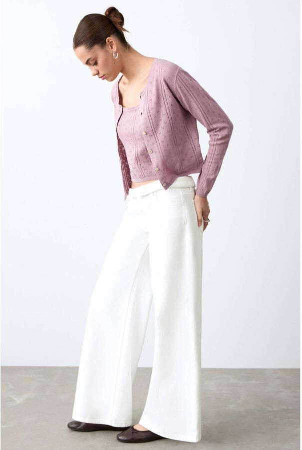 MANGO TEEN extra low waist wide leg jeans wit - Foto 3