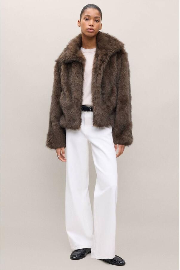 MANGO TEEN faux fur jas bruin Meisjes Polyester Klassieke kraag Effen maat 158(XS) - Foto 2