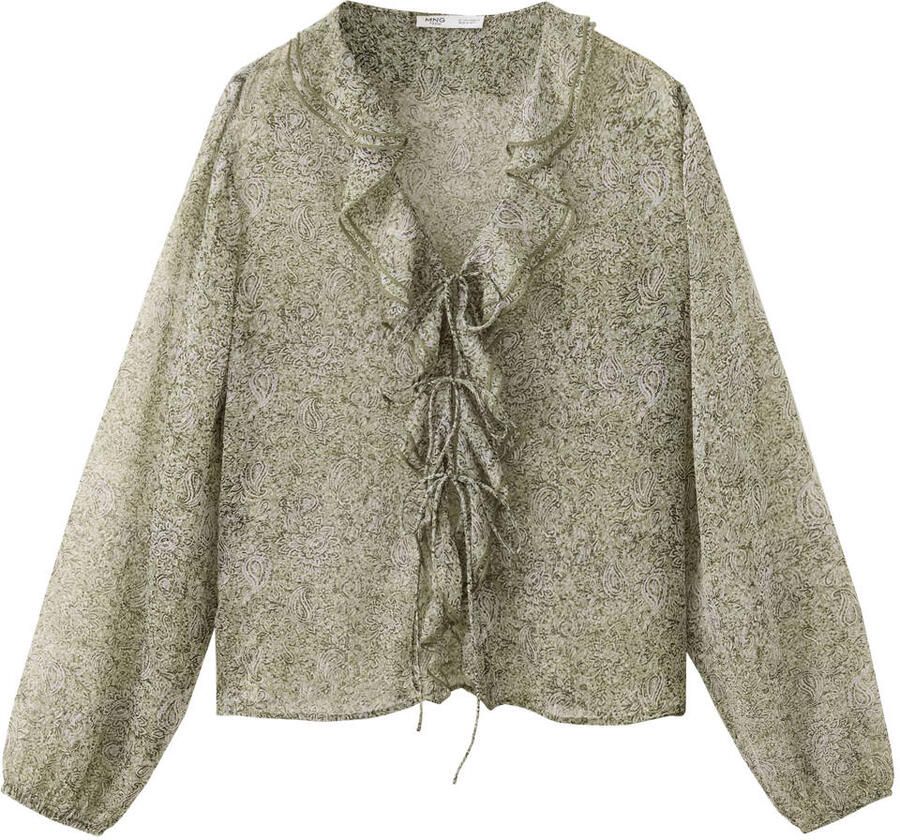 MANGO TEEN gebloemde blouse met ruches en paisleyprint groen