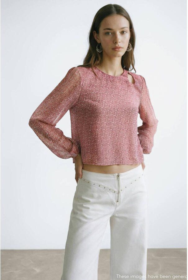 MANGO TEEN gebloemde blousetop roze