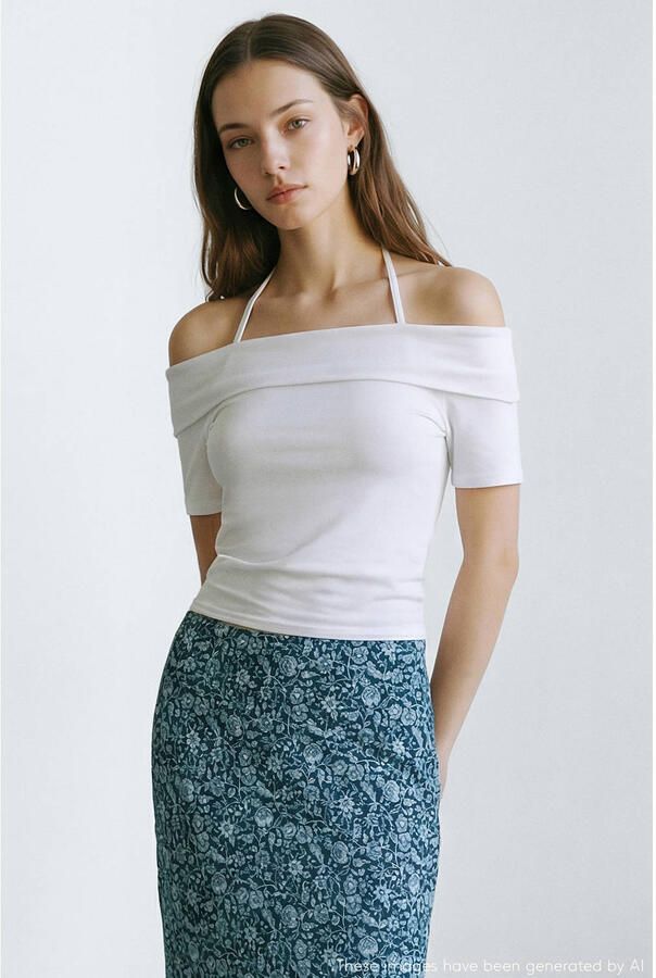 MANGO TEEN gebloemde maxi rok blauw