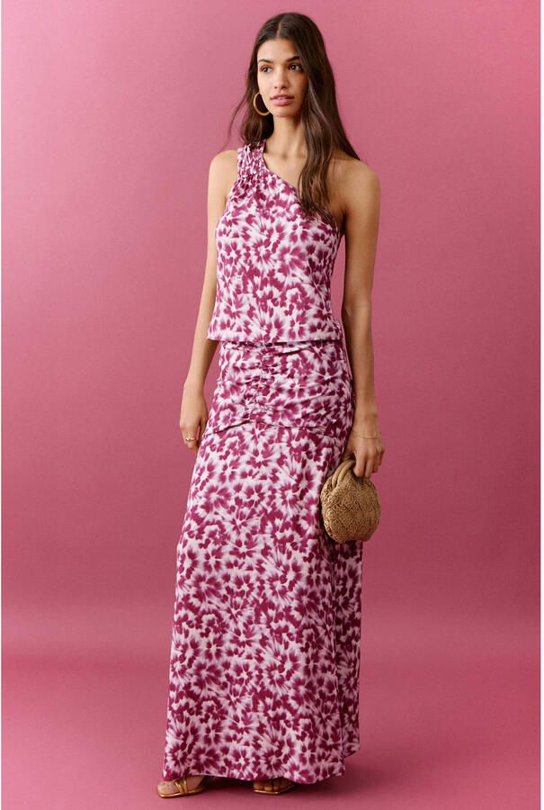 MANGO TEEN gebloemde maxi rok roze