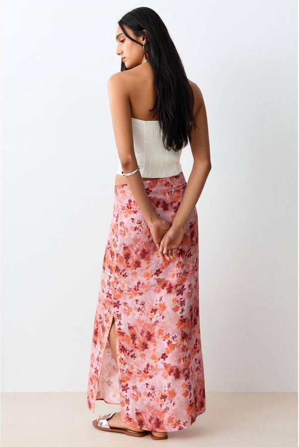 MANGO TEEN gebloemde maxi rok roze - Foto 3