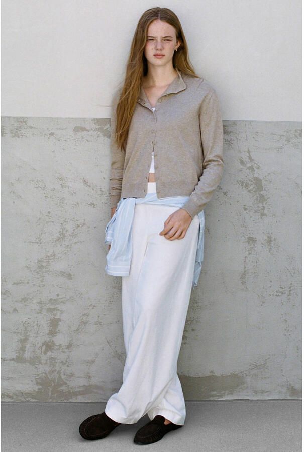 MANGO TEEN gebreid vest beige Meisjes Katoen Opstaande kraag Effen maat 158(XS) - Foto 3
