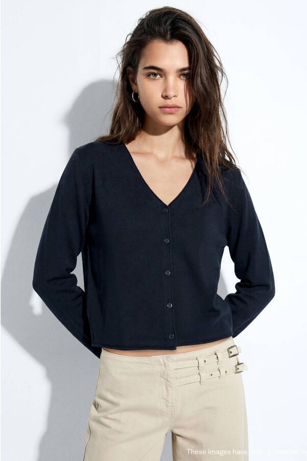 MANGO TEEN gebreid vest marineblauw