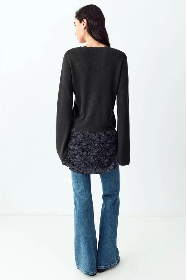 MANGO TEEN gebreide top antraciet Grijs Meisjes Viscose V-hals Effen maat 152(XXS) - Foto 2