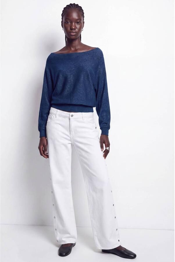 MANGO TEEN gebreide top met glitters donkerblauw - Foto 2