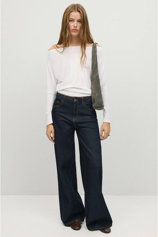 MANGO TEEN gebreide top wit Meisjes Polyester Boothals Effen maat 152(XXS)