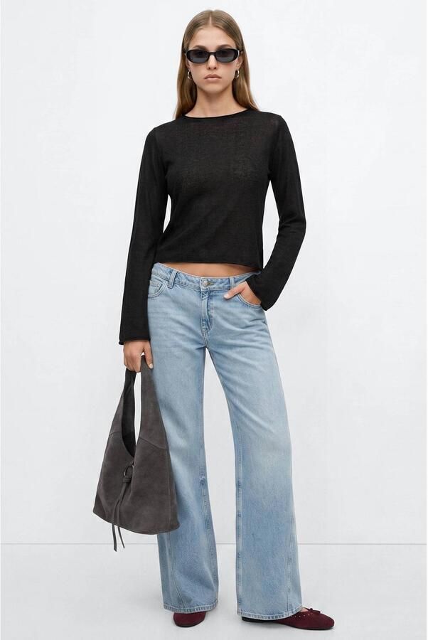 MANGO TEEN gebreide top zwart Meisjes Viscose Ronde hals Effen maat 152(XXS) - Foto 2