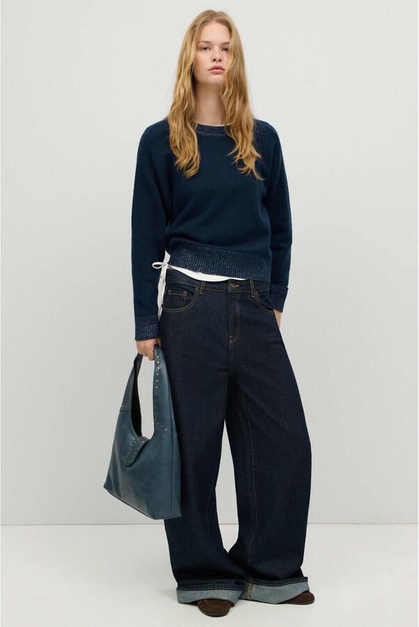 MANGO TEEN gebreide trui met glitters marineblauw