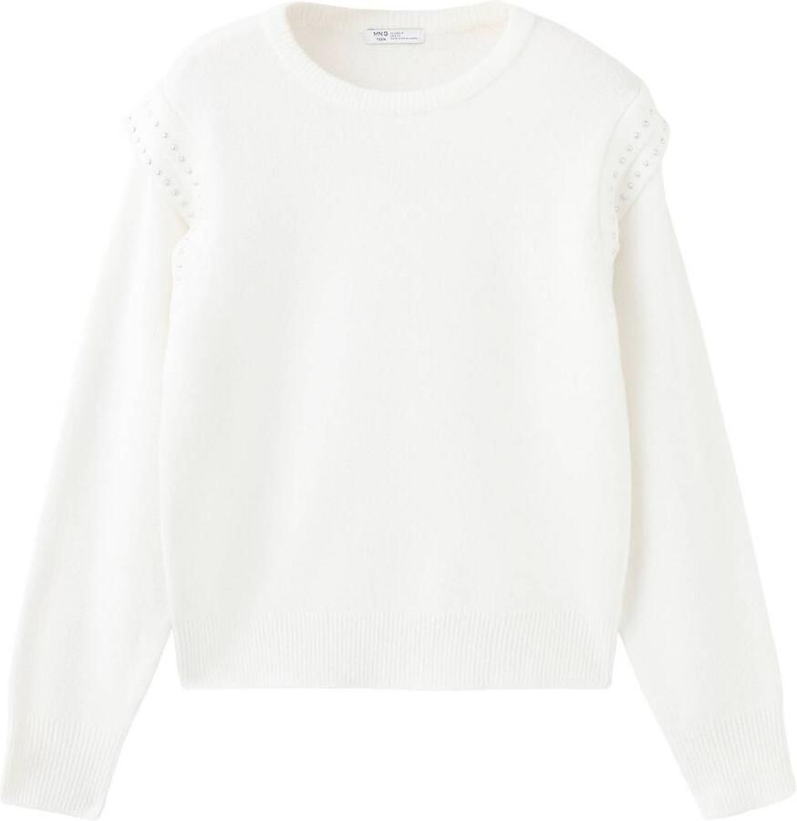 MANGO TEEN gebreide trui met ruches naturel wit