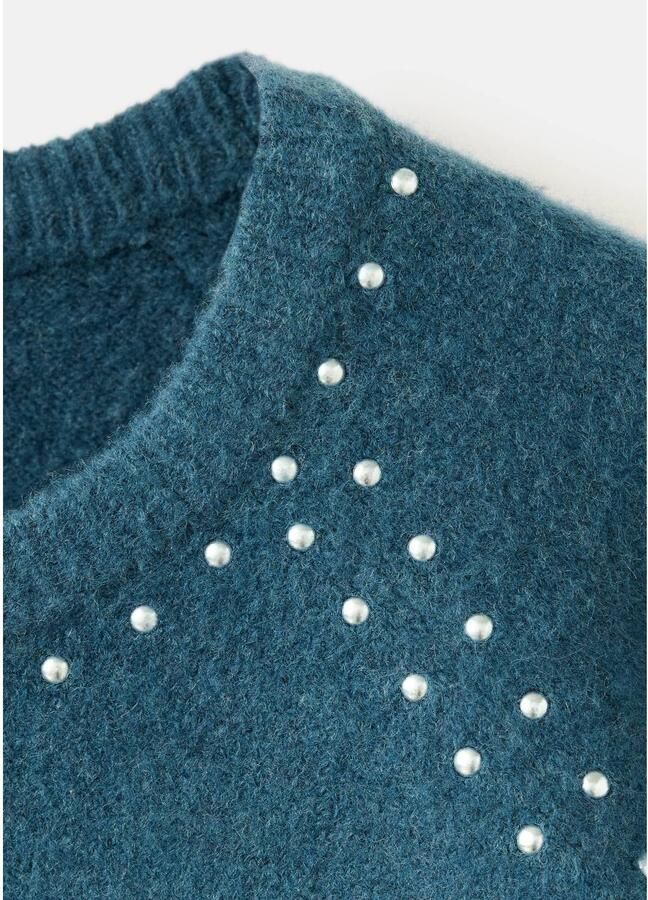 MANGO TEEN gebreide trui met studs blauw Meisjes Acryl Ronde hals Effen maat 152(XXS) - Foto 2
