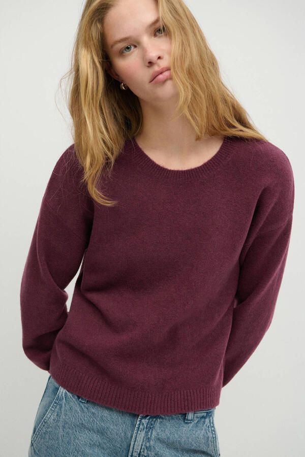 MANGO TEEN gebreide trui met wol donkerrood