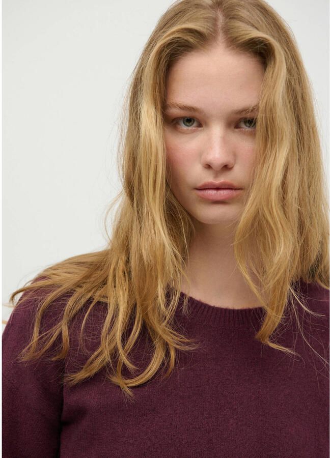 MANGO TEEN gebreide trui met wol donkerrood - Foto 2