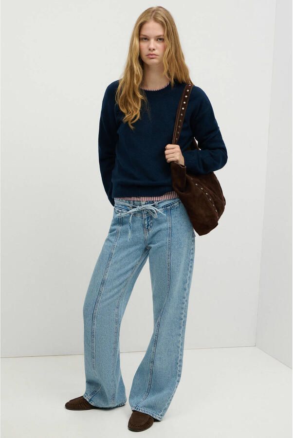 MANGO TEEN gebreide trui met wol marineblauw - Foto 2