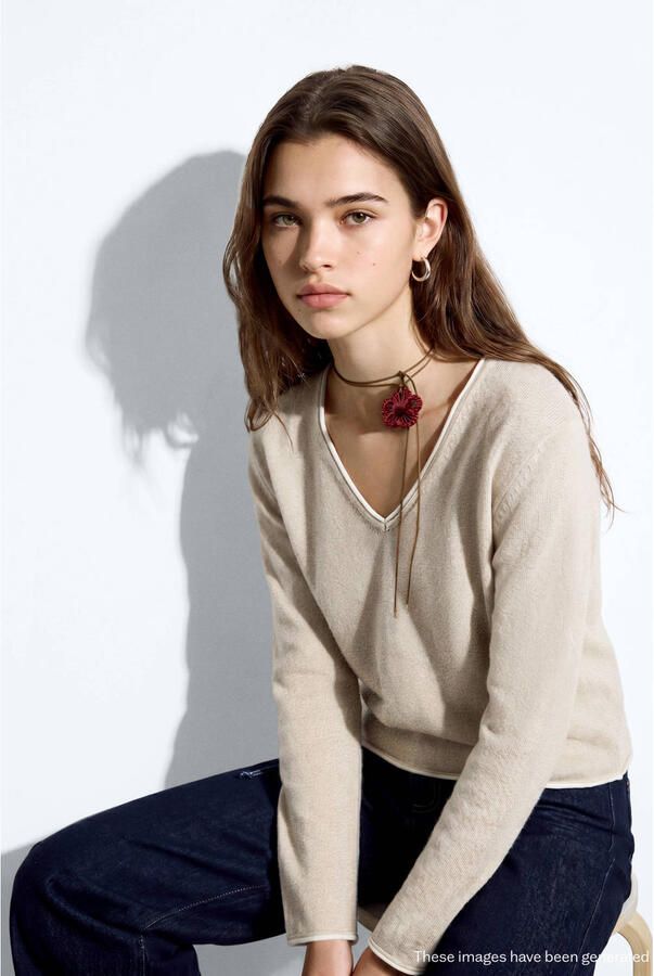MANGO TEEN gebreide trui zand - Foto 3