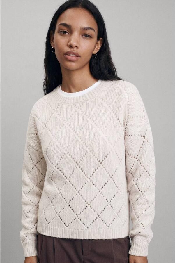 MANGO TEEN gebreide trui zand Beige Meisjes Acryl Ronde hals Effen maat 152(XXS)