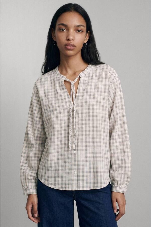 MANGO TEEN geruite blouse ecru - Foto 2
