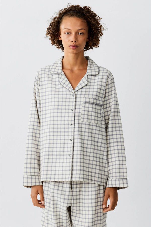 MANGO TEEN geruite pyjama ecru antraciet