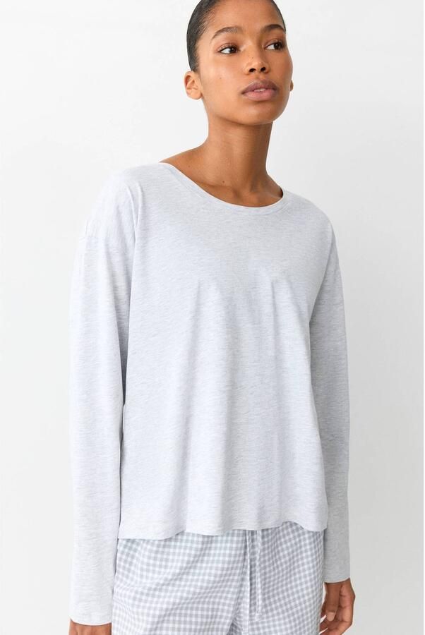 MANGO TEEN geruite pyjama pastelgrijs